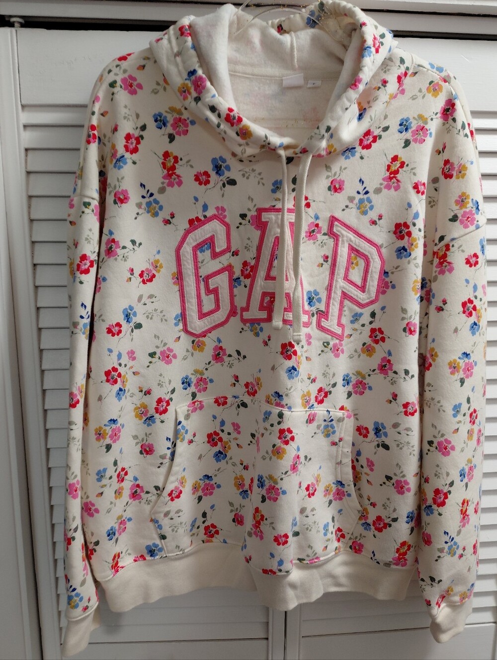 GAP Floral Cream Hoodie Sweatshirt - Pink Logo